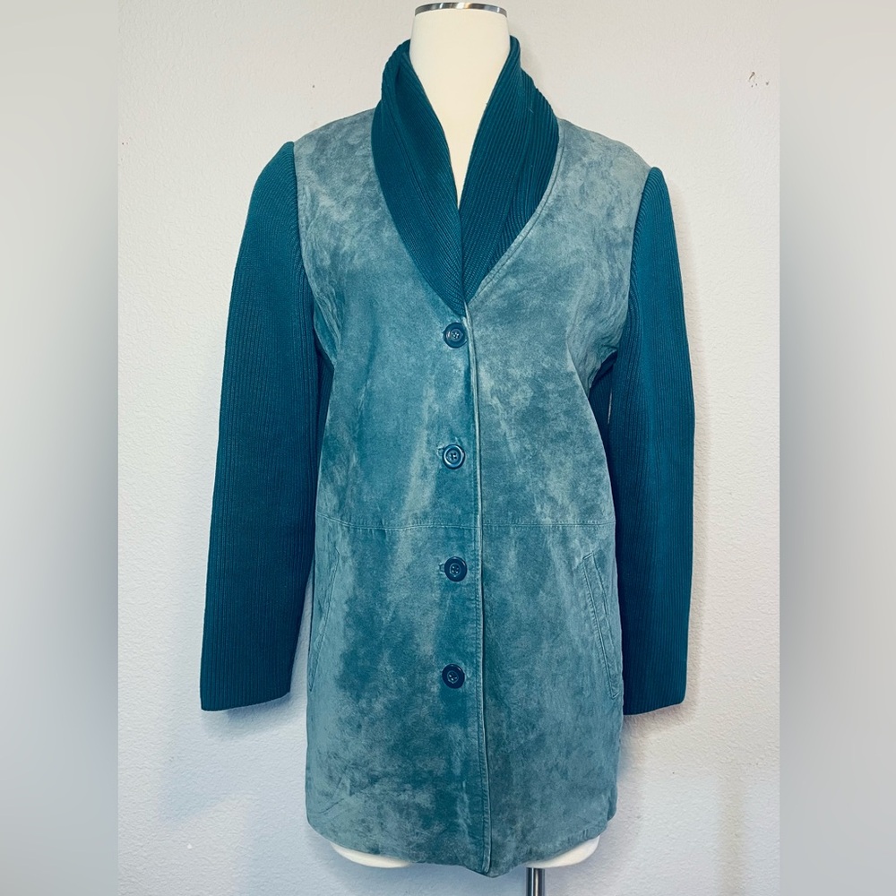 Linea by Louis Dell'Olio 100% Suede Teal Jacket | Size Small